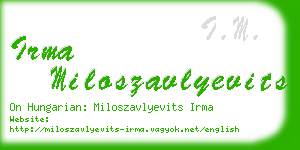 irma miloszavlyevits business card